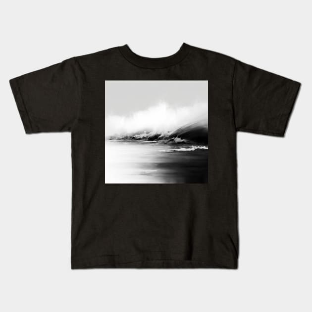 Dreamy Black Waves Kids T-Shirt by TheArtfulAllie